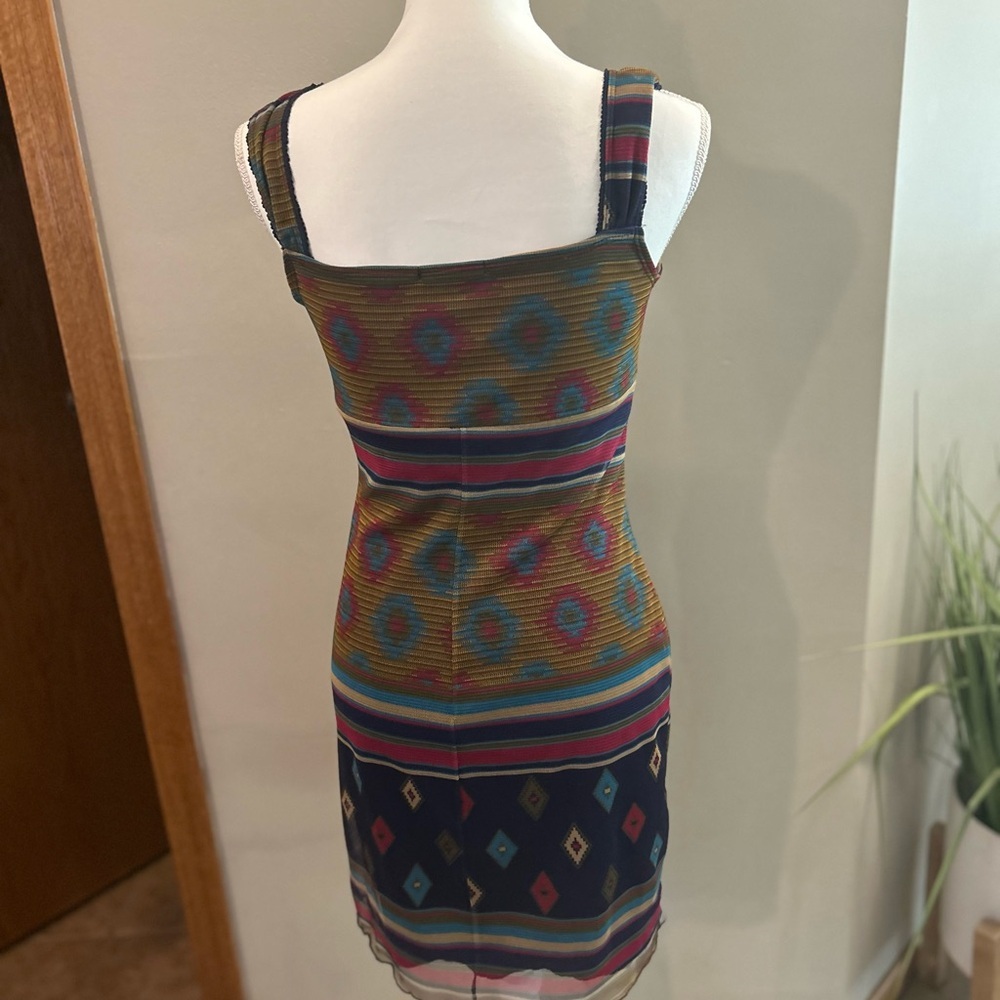 Hana Printed Bodycon Dress Boho Southwestern Sleeveless Stretch S - Picture 5 of 8